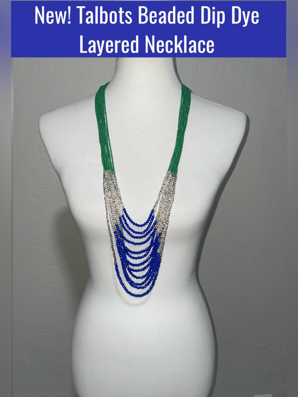 New-Talbots Beaded Dip Dye Layered Necklace